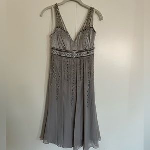 Sue Wong Gray Beaded Sequin Vintage 2000s Dress Nocturne